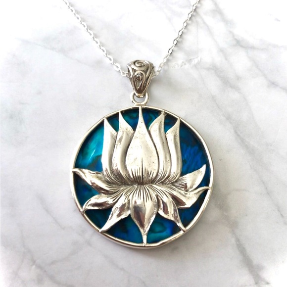 Sterling Silver Spiritual Lotus Pendant 💎✨ - Picture 2 of 6